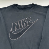 Nike Big Swoosh Spellout Black Crewneck Pullover Sweatshirt Mens Size L