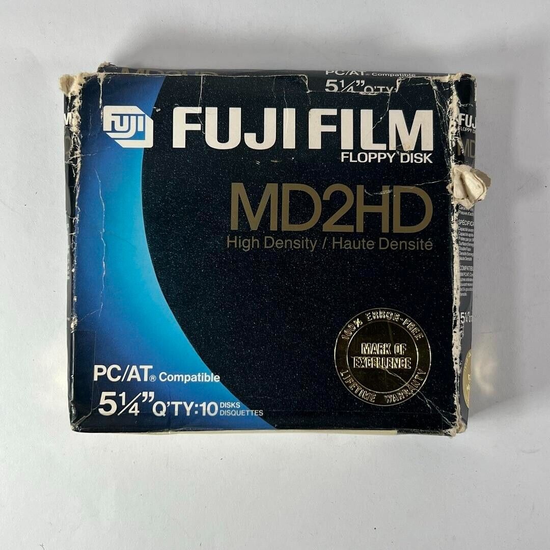 FujiFilm MD2HD Pack of 10 5.25" Floppy Disks 1.6 MB 5 1/4