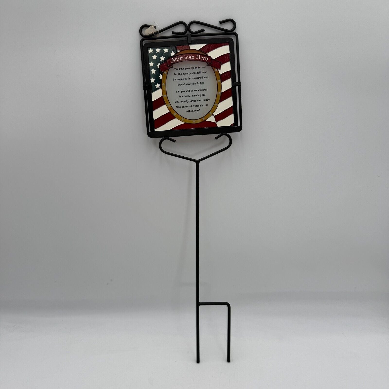 4pk 22in Metal Black Yard Stake Stained Glass Sign American Hero Military