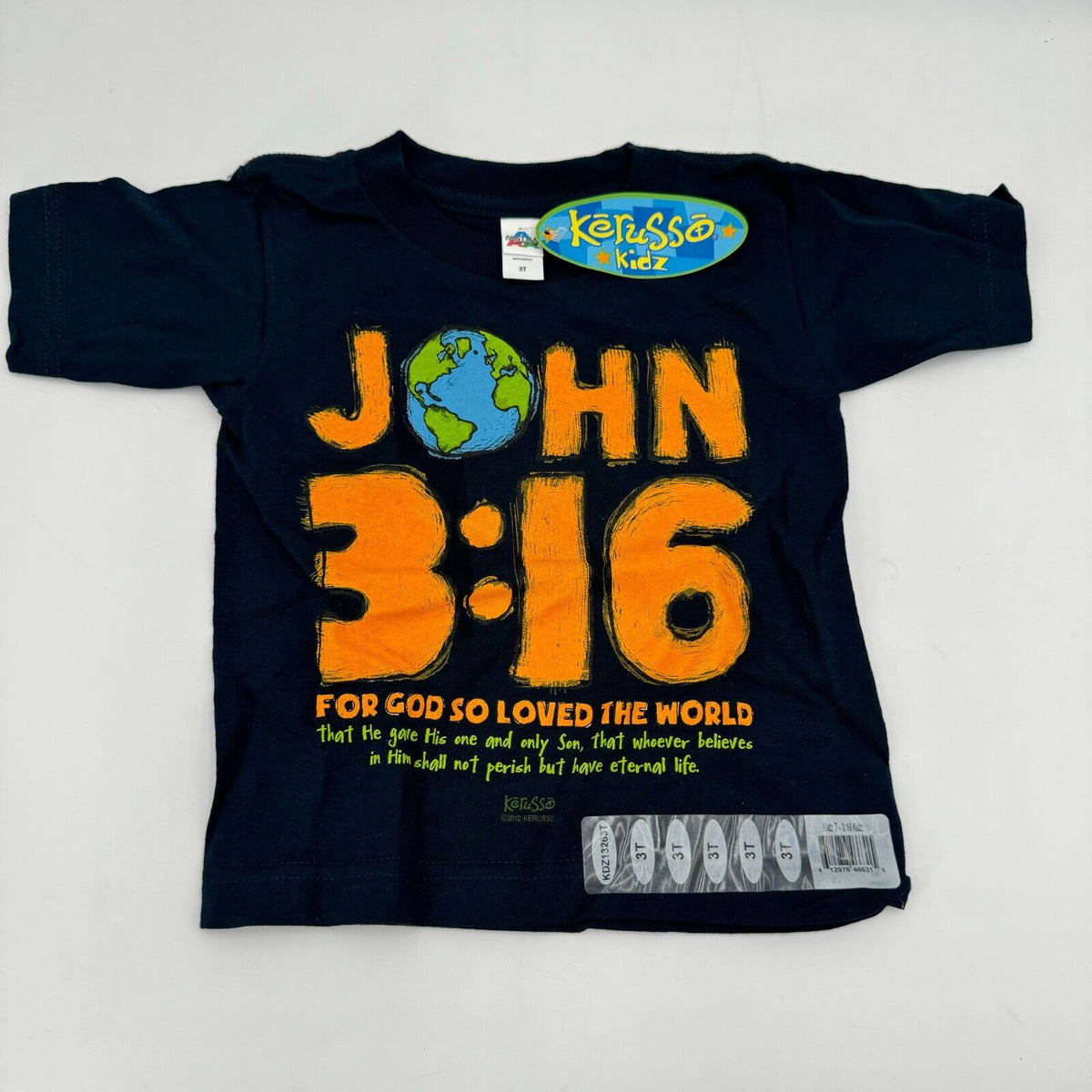 4T Toddler Kerusso John 3,16 Navy Orange Kids Christian T-Shirts Kids NWT