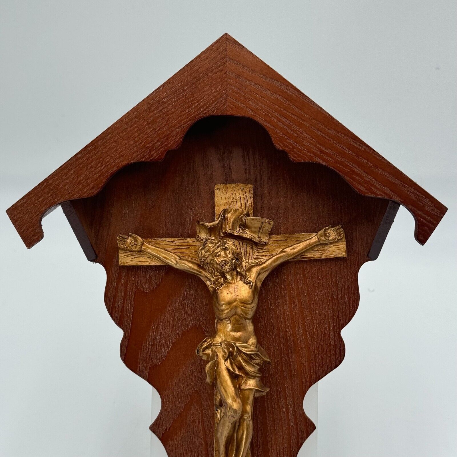 Crucifix Jesus Cross Christian Hanging Decor Art Wood House Plaque Metal