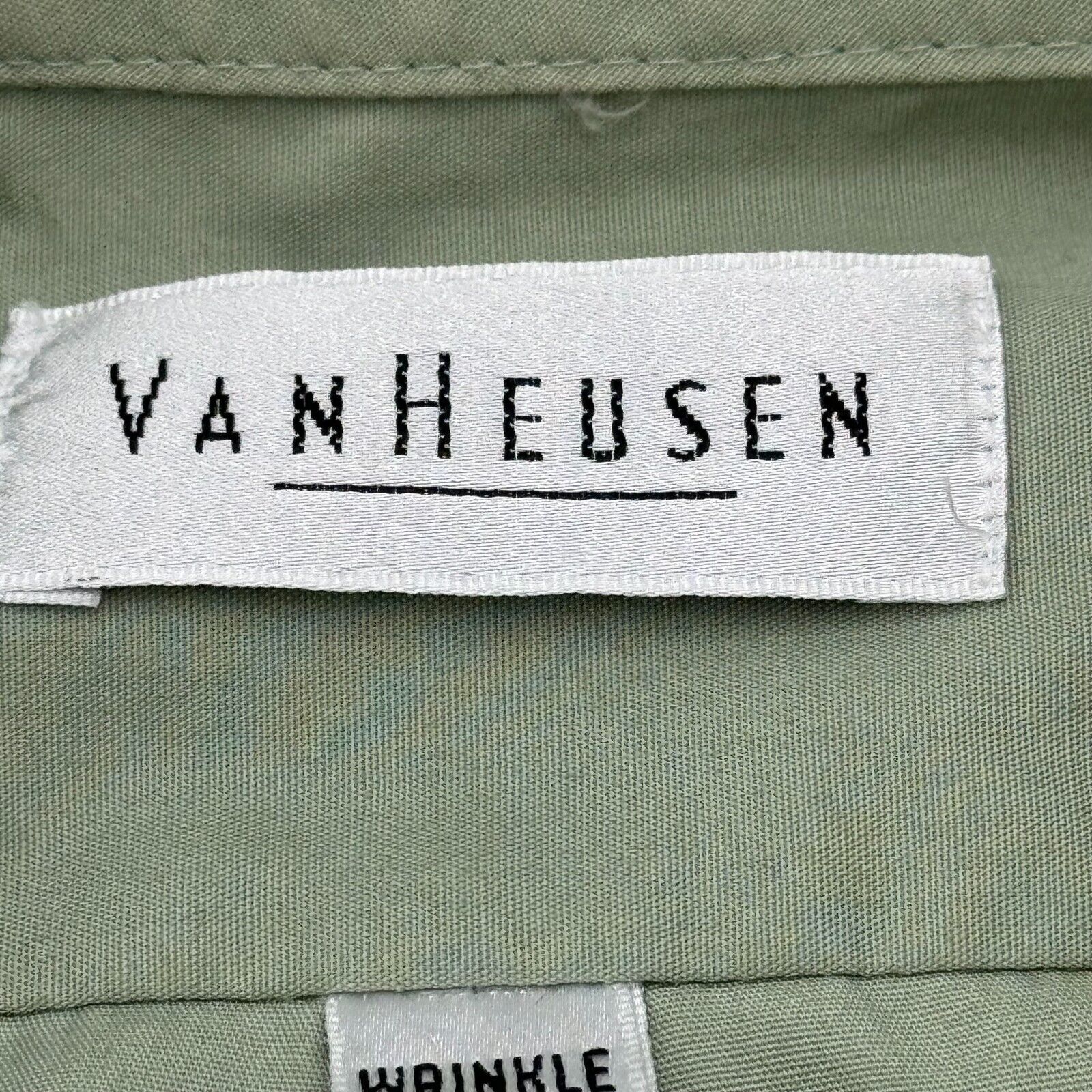 Van Heusen Mens Long Sleeve Classic Button Up Shirt Green Wrinkle Resistant XL