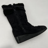 American Eagle AE Faux Fur Mid Calf Boot Side Zip Buckle Womens Size 4.5 US
