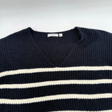 Brave Soul London Knit Pullover Sweater Navy Blue White Stripes Womens Size M