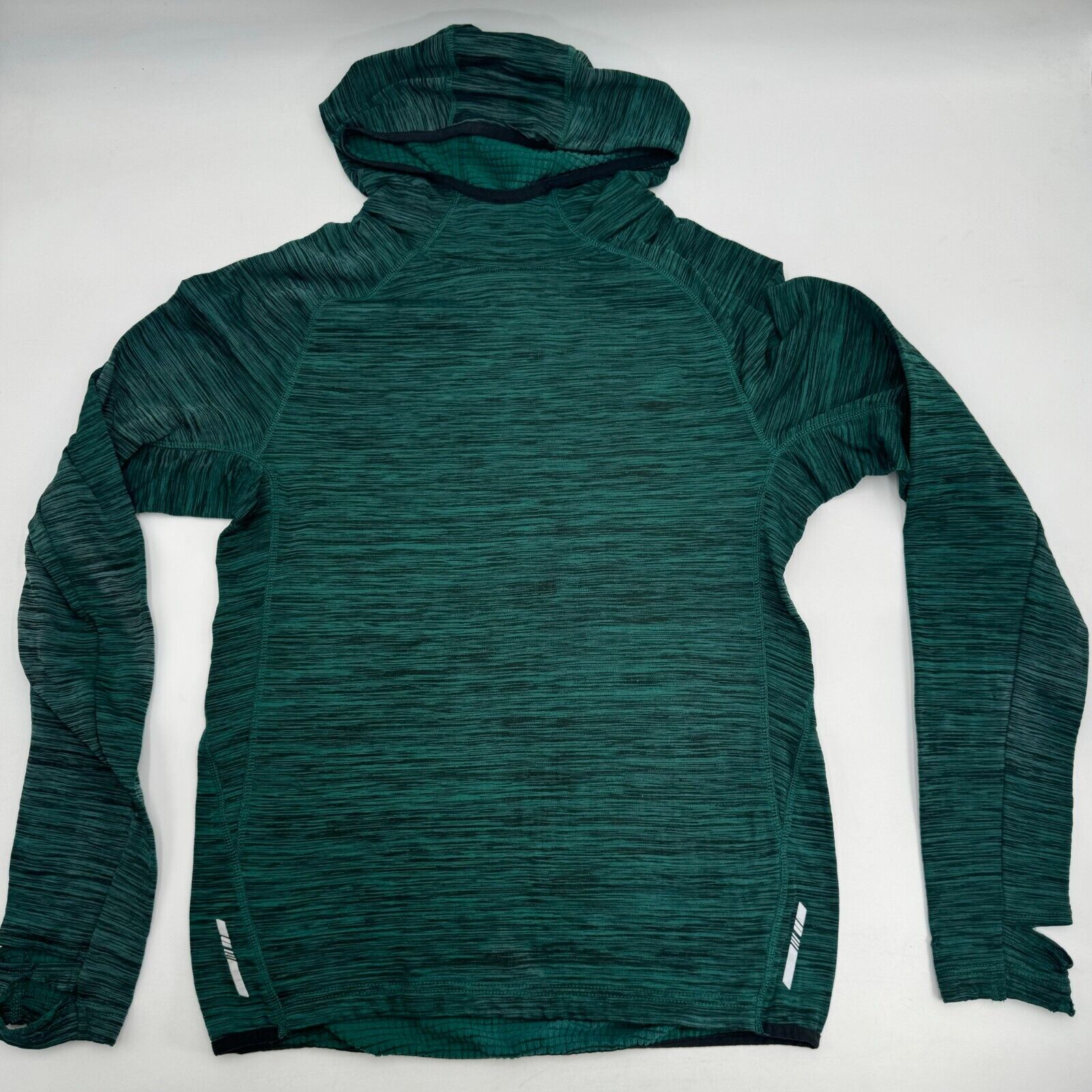 DSG Pullover Hoodie Athletic Long Sleeve Green Black Feathered Design Men Size S