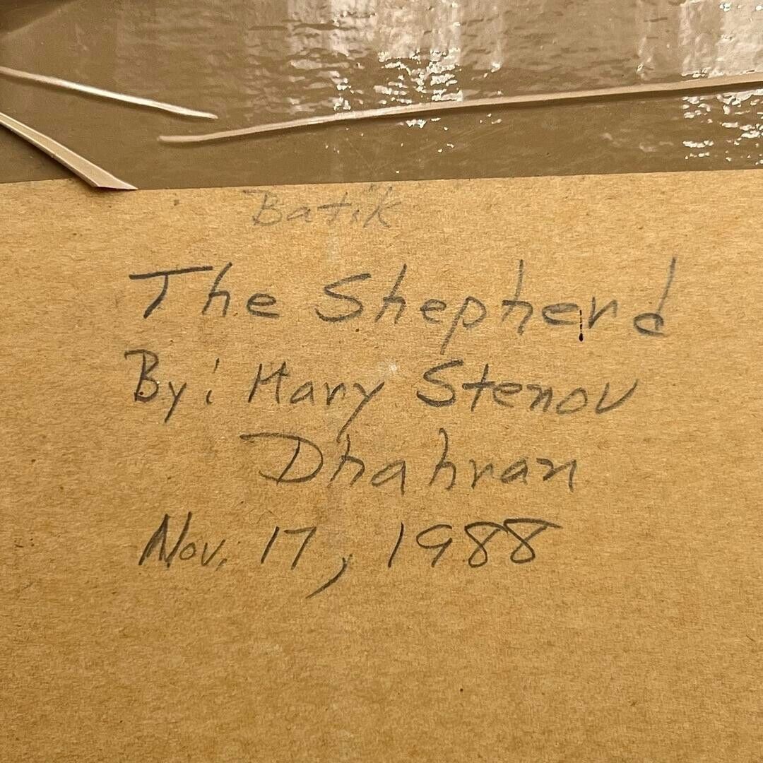 The Shepherd By Mary Stenov Dhahran Nov 17 1988 Framed 21x21 Artwork Matted ~23x