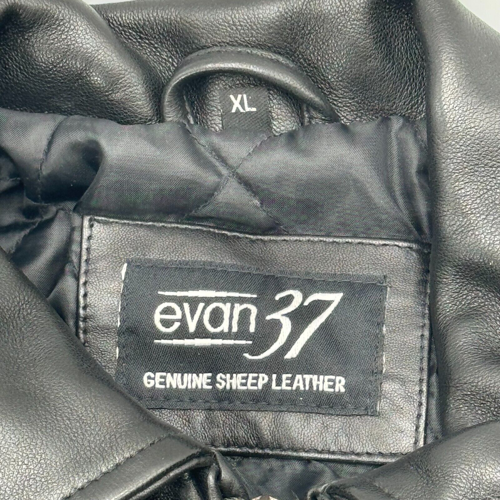 Evan37 Genuine Sheep Leather Black Motorcycle Zip Biker Jacket Mens Size XL New