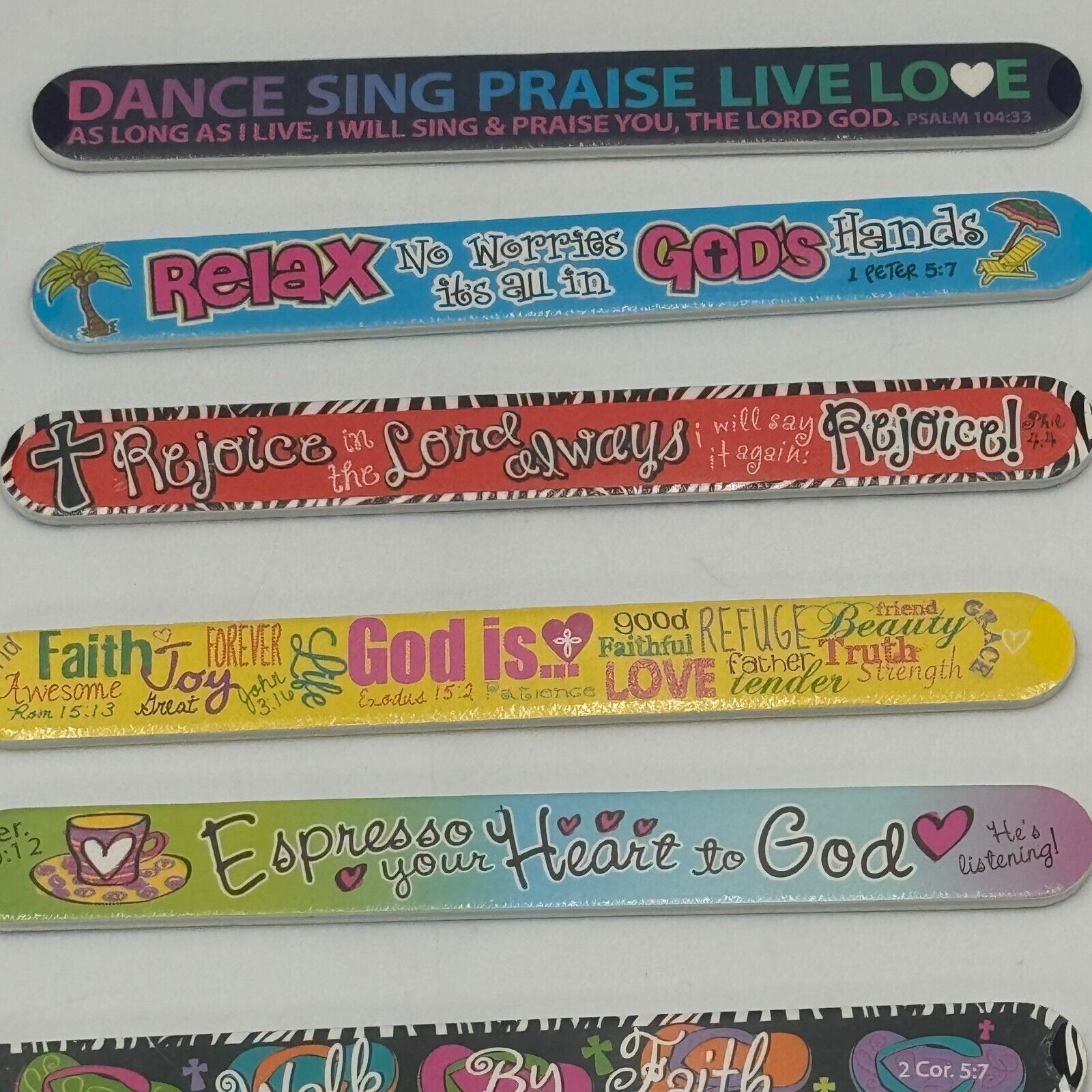 Lot of 23 Colorful Nail Files - 9 Plastic & 14 Foam W/ Christian Design Styles