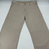 Calvin Klein Mens Herringbone Straight Flat Front Chino Pants Tan Size 36x32