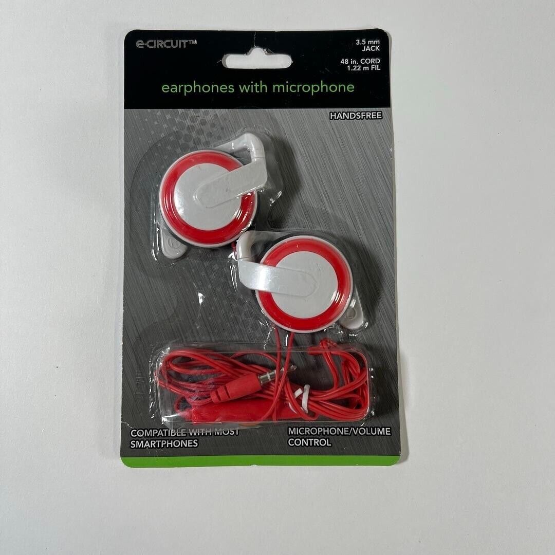 E-Circuit Earphones w/Microphone 3.5mm Jack 48in Cord Hands-free - Free Shipping