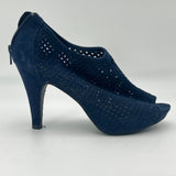 Madden Girl Peep Toe Ankle Booty 4 inch Heel Dark Blue Mesh Back Zip Women Size