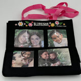 Black Canvas Personal Pictures Tote Bag Vinyl Water Repel 2 4x6 and 2 4x4 NWT