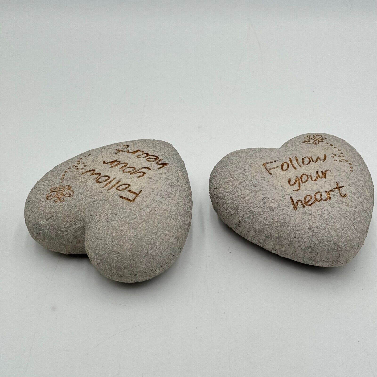 2 pack Follow Your Heart Shaped Stone Garden Rock Decor Butterfly Outdoor New