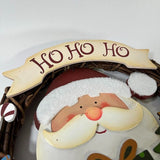 Ho ho ho 14” wicker & wood wreath christmas decoration