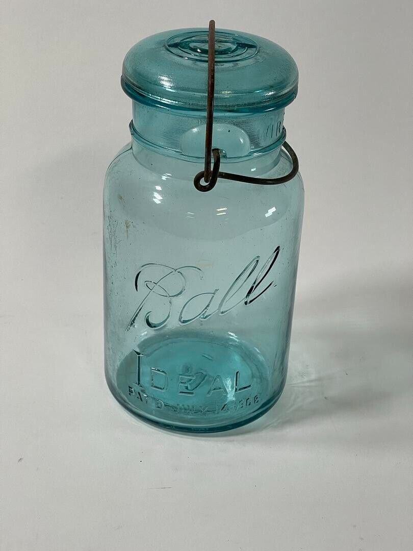 Ball Ideal (Aqua) 7" Tall Mason Jar (Lid & Seal) Pat'd July 14 1908 - LOT OF 5