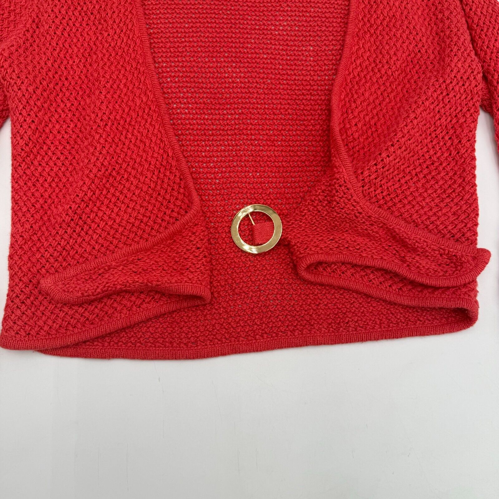 Jones New York Signature Knit Open Front Buckle Red Women’s Size PM Petite M