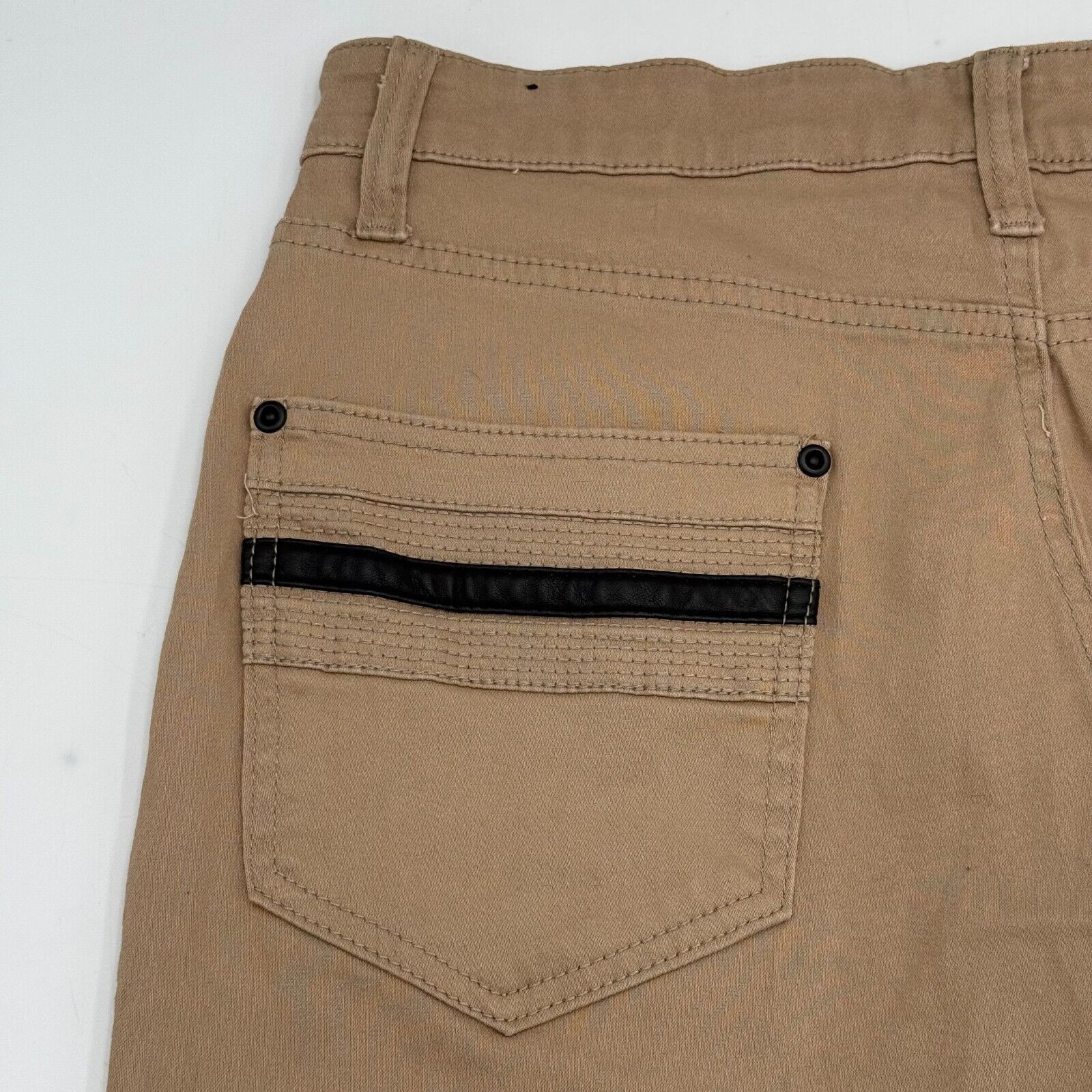 Fried Denim Mens Slim Cotton Stretch Pants 4-Pocket Comfortable Beige Size 34x30