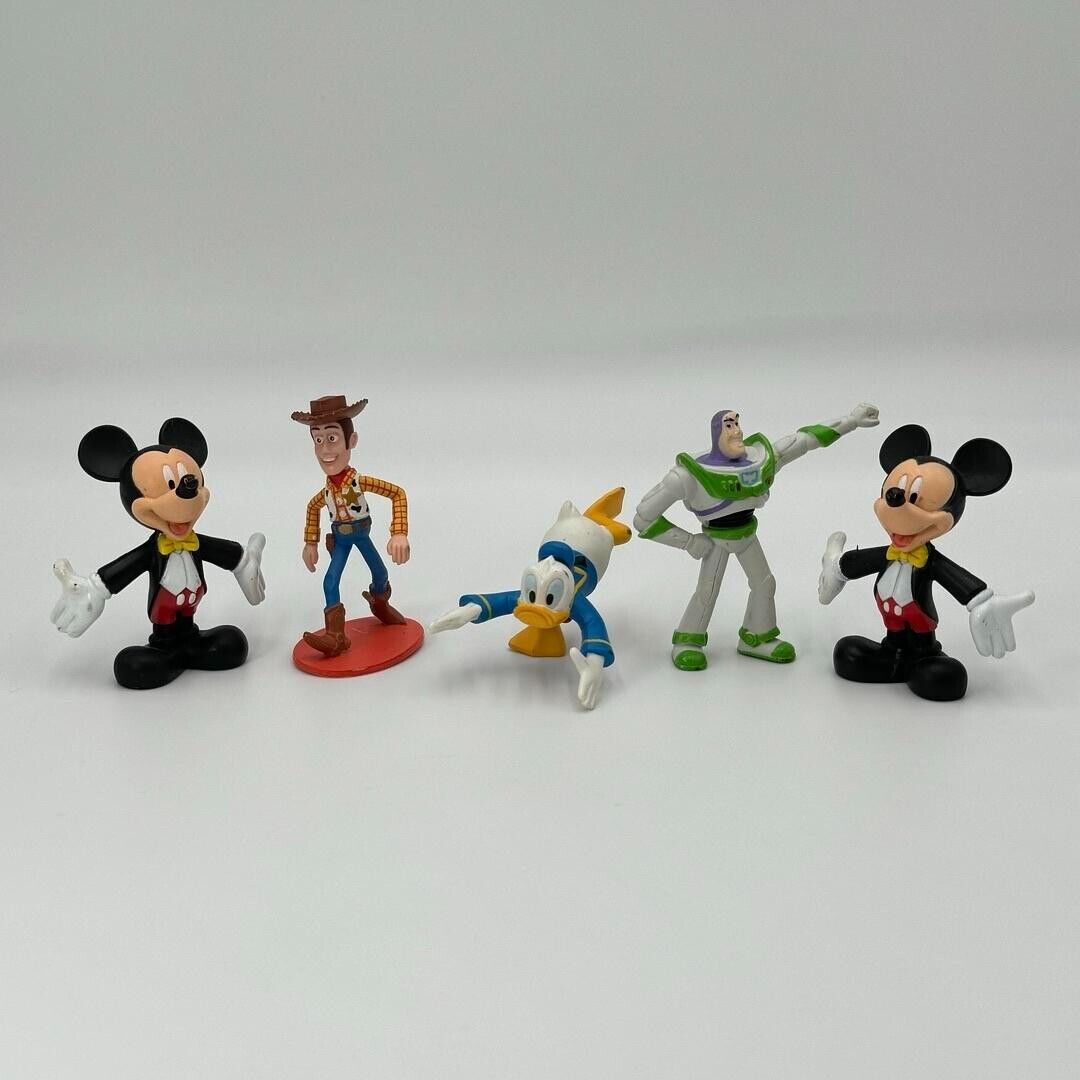Vintage Disney Pixar 3-4”Character Figurines Mickey Mouse Donald Buzz Woody Toys
