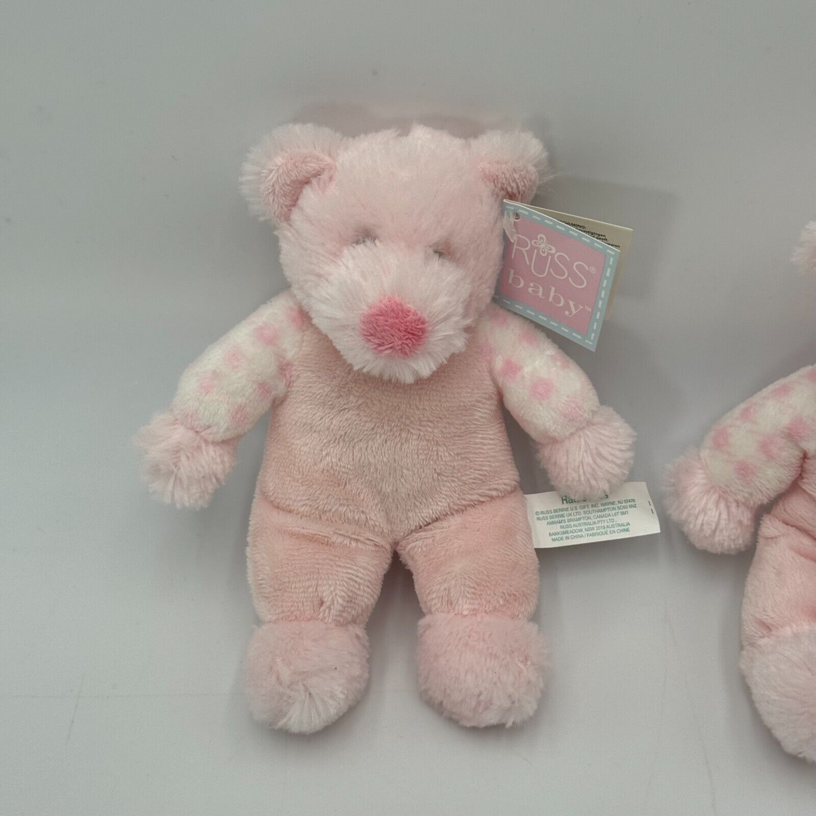 Lot of 4 Teddy Bear Beanie Baby Blue Postal Worker Green Prayer Bear Pink NWT