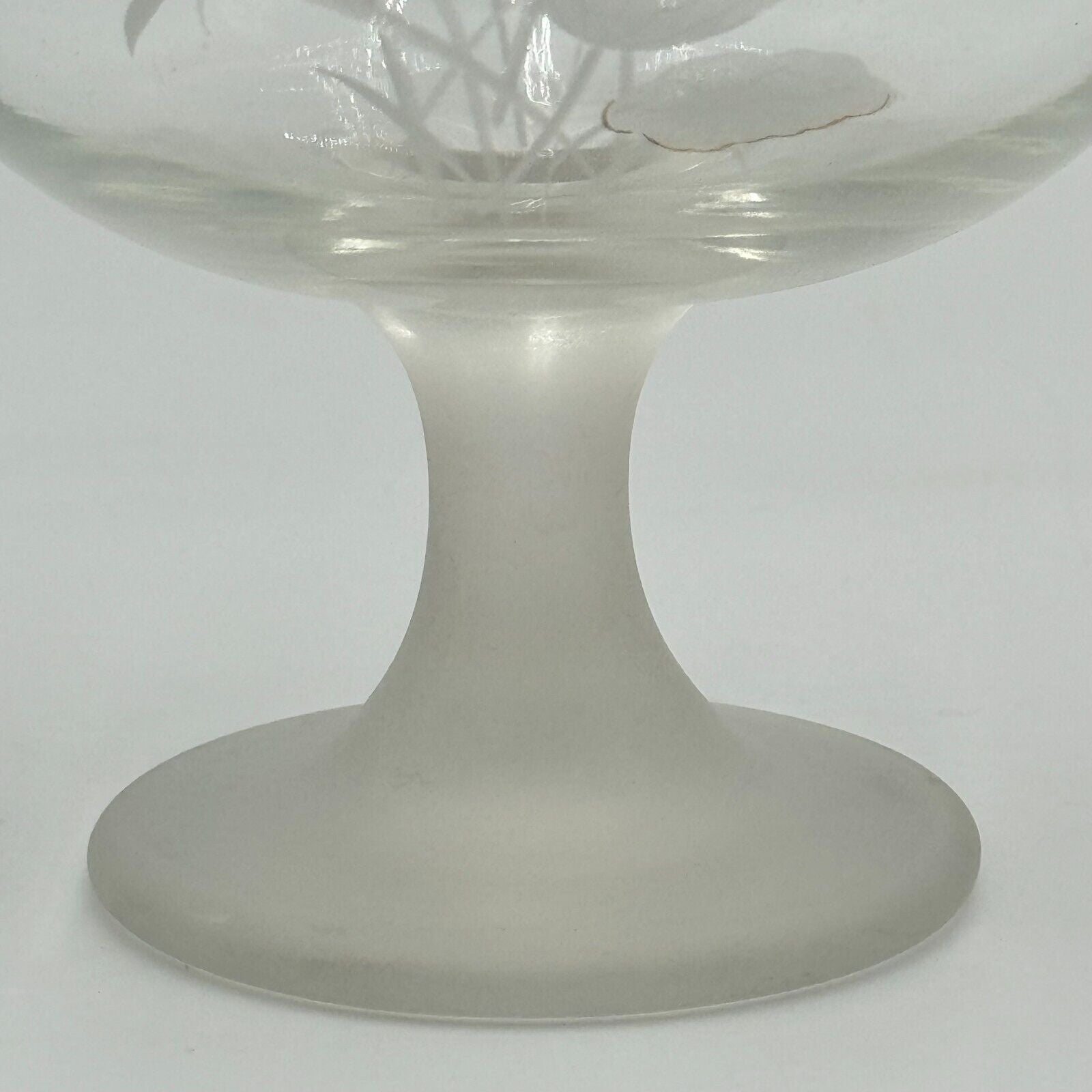 Pfaltzgraff 6in Goblet Wine Champagne Cocktail Glass White Brown Flowers Frosted