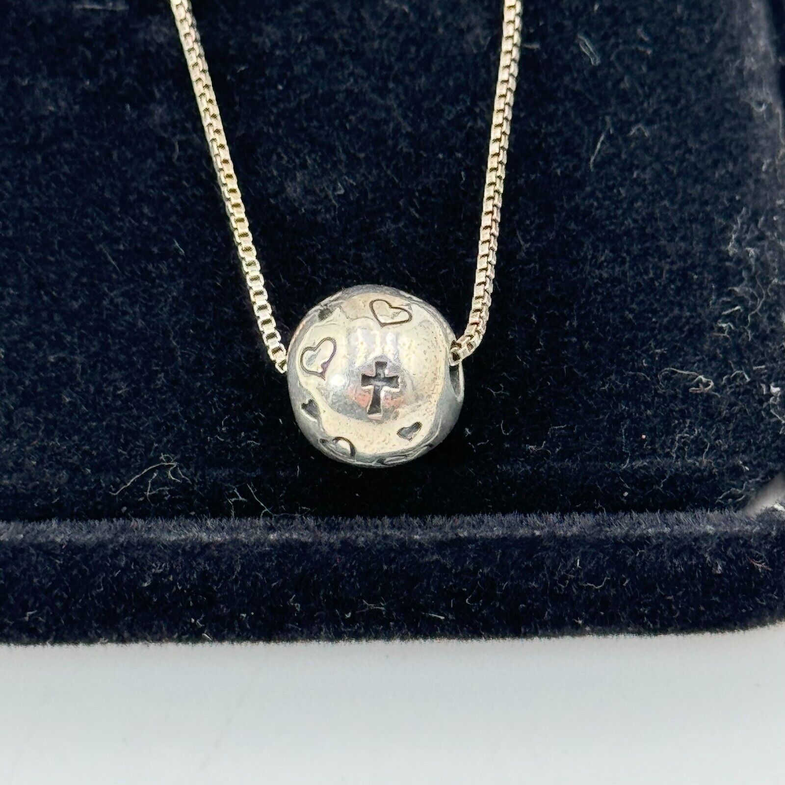 Bob Siemon Designs Sterling Silver 16in Chain Necklace Sphere Cross Heart