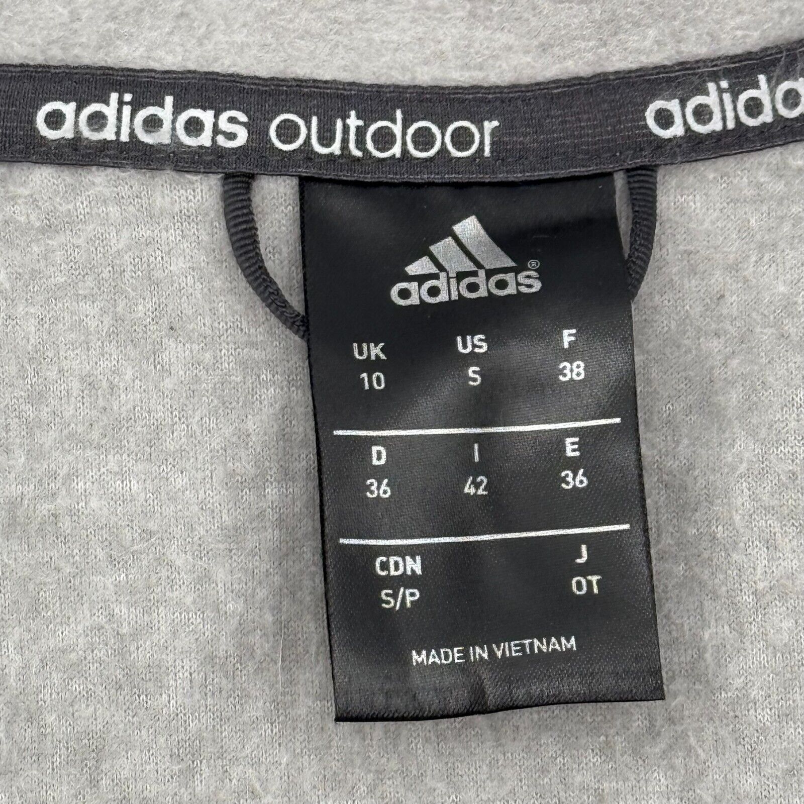 Adidas Outdoor Half Zip Pullover Fleece Sweater Thumb Hole Running Grey Size S