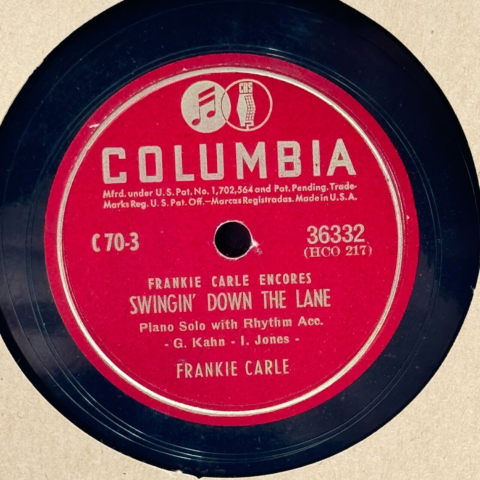 Columbia Presents Frankie Carle Encores Record Set C-70