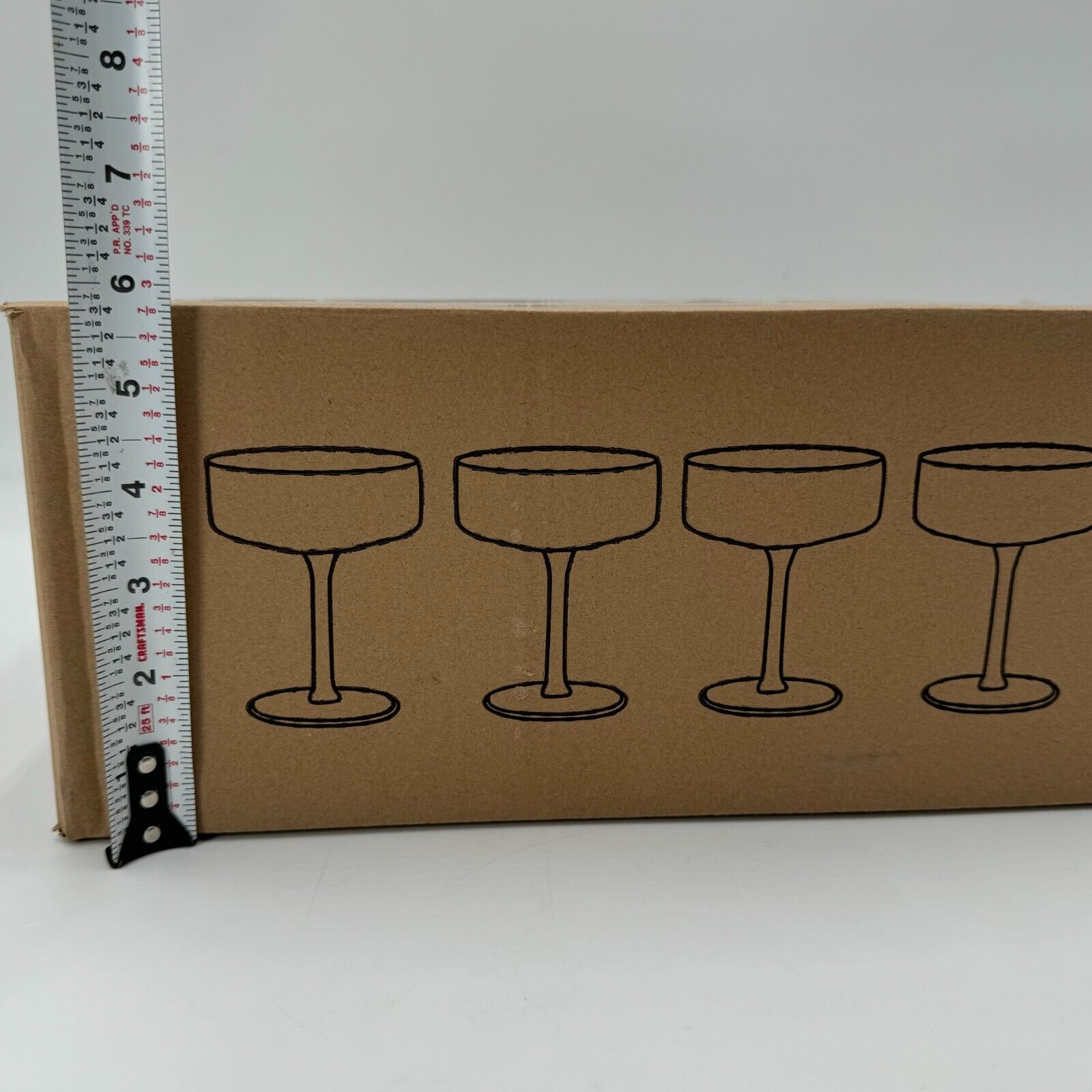Cocktail Glasses Set of 4 Handmade Glass Ripples Design Chamagne Dining New