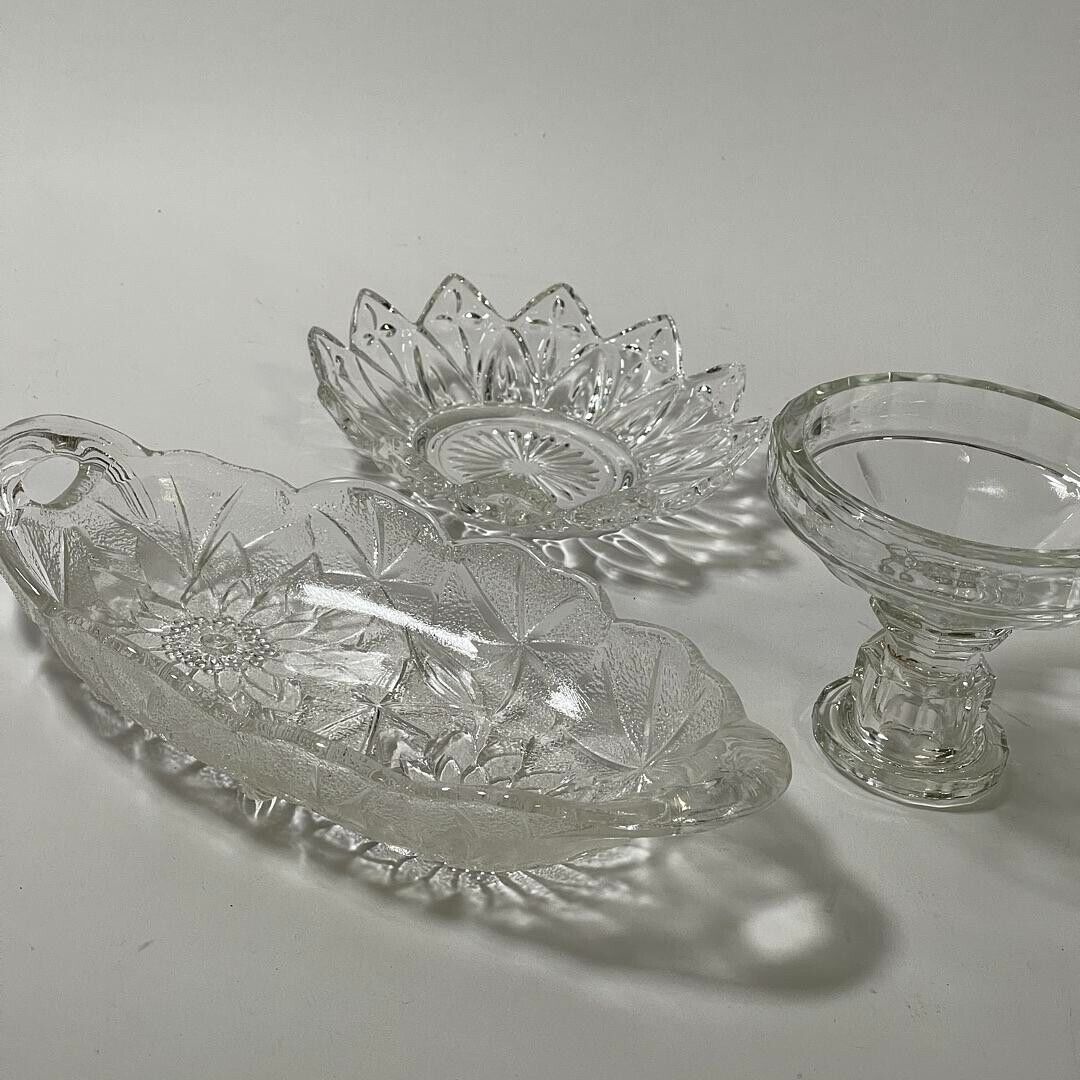 Vintage Glass Dishware Set - Lot of 3 Various Dishes Great Condition