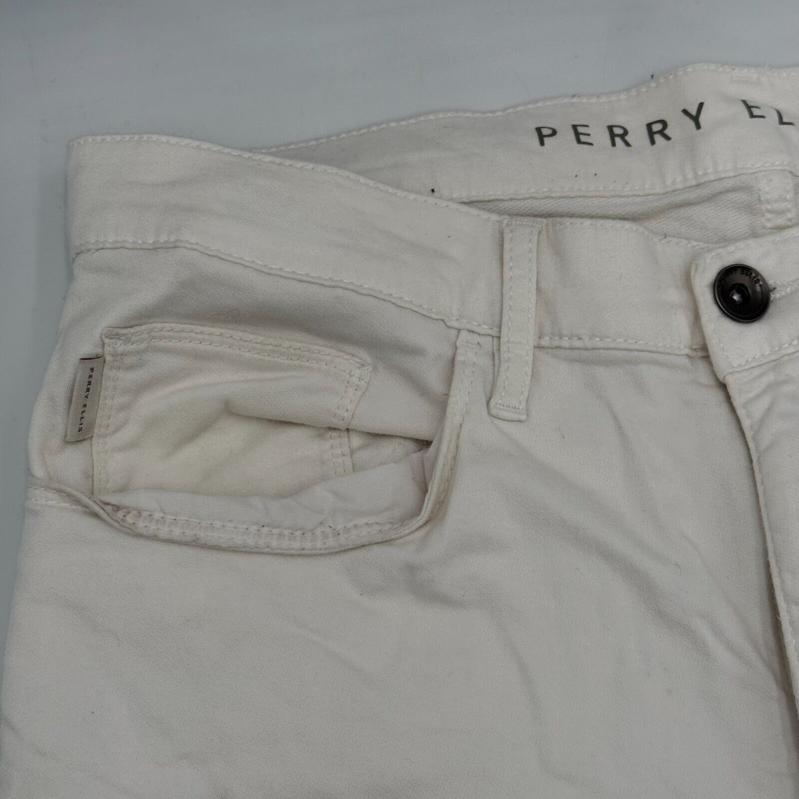 Perry Ellis Very Slim Stretch Jeans White Cotton Pants Size 33x30