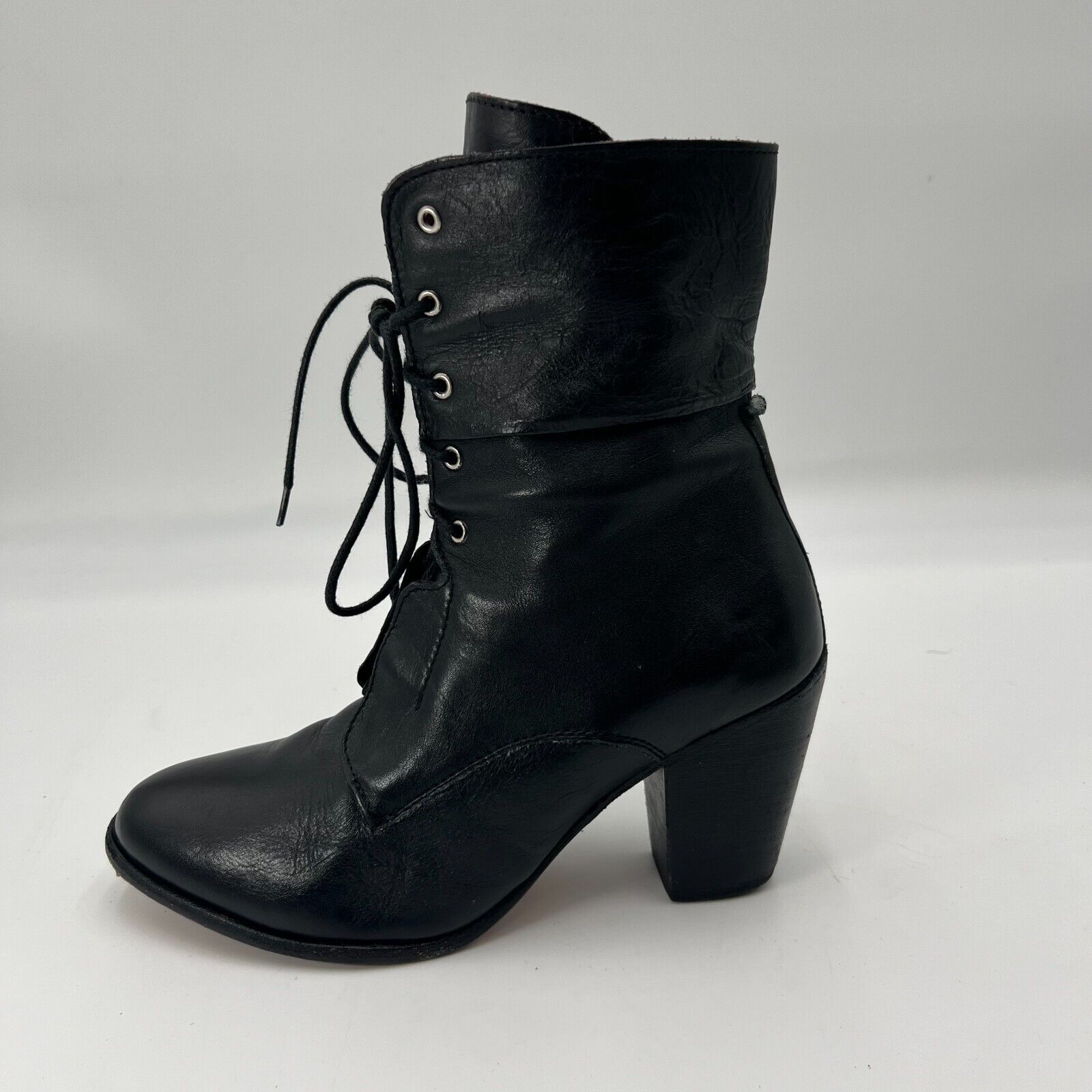 Zigi Soho Coraline Womens Black Leather Lace Up Ankle Boots Block Heel Size 8M