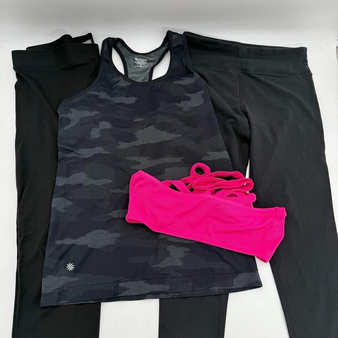 Lot Of 4 Women M Activewear Pink Sports Bra Athletic Camo Tank Top DKNY Leggings