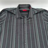 Alfani Gray Green Stripes Long Sleeve Button Up Shirt Mens XL