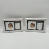 Russ 2 Pack Anniversary Gift Set Matching Floral Pattern Photo Frames & Candles