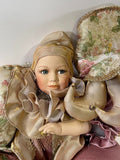Vintage Porcelain Jester Collectors 18" Doll Beautiful Elegant Clothing