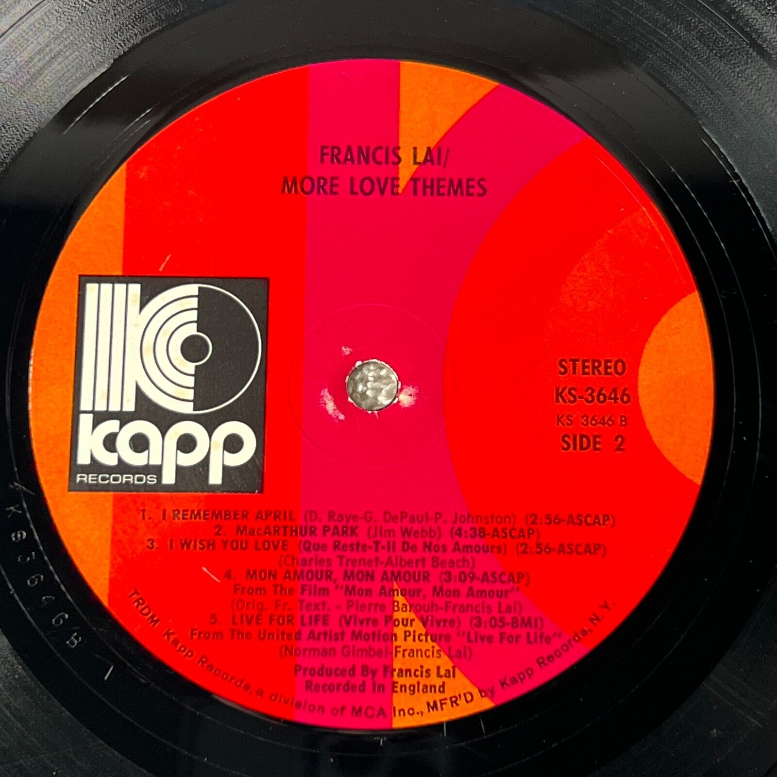 Francis Lai More Love Themes Vinyl Record LP Album Kapp ST93749