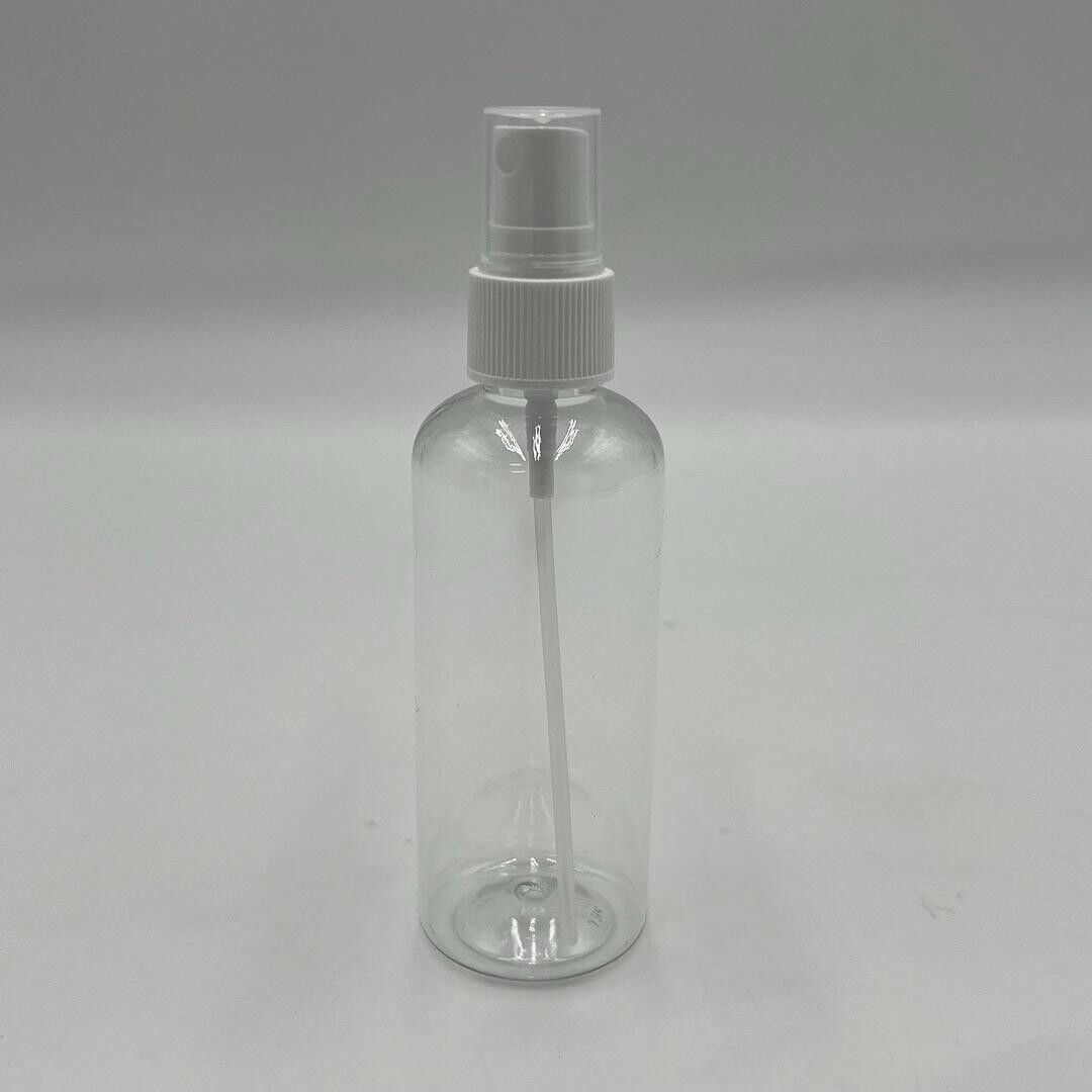 100 ml (3.38 fl oz) Clear PET Plastic Bottles 24/410 Finger Sprayers - 10 Pack