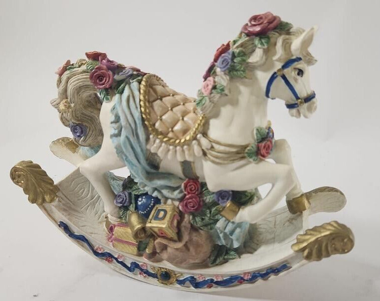 Vintage Beautiful And Intricate Ceramic Rocking Horse Figurine