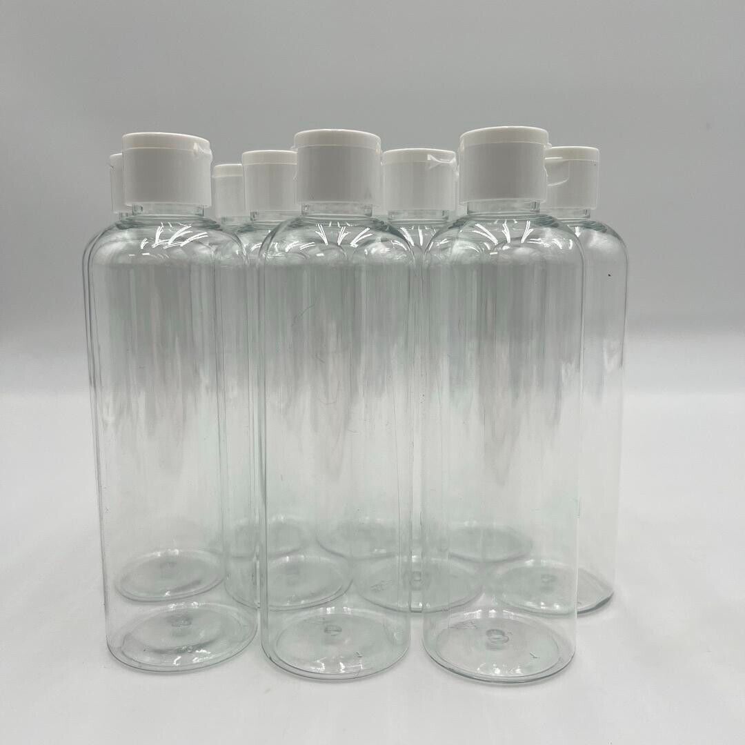 8.4 fl oz Clear PET Plastic Bottles with 24/410 Flip Cap Multi use - 30 Pack