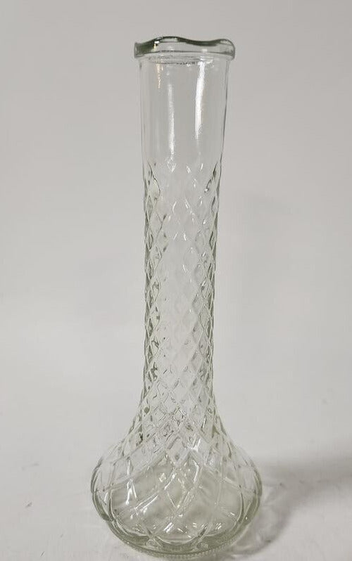 Vintage 9" Diamond Pattern Glass Vase