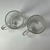 Vintage Arcoroc Floral Crocus Embossed Glass Canterbury 10oz Mugs Matching Pair