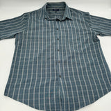 Croft & Barrow Green Tan Checkered Button Up Short Sleeve Shirt Men L