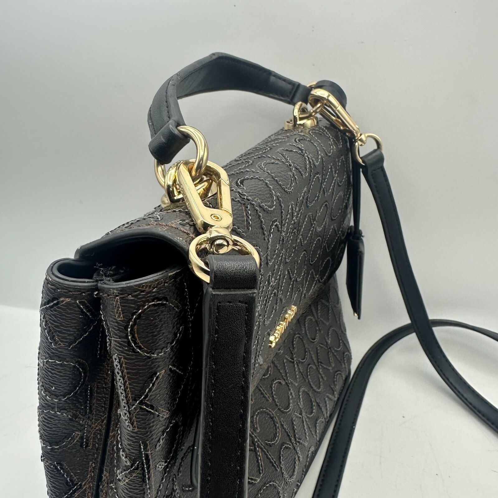 Calvin Klein Crossbody Bag - Beautiful Dark Brown Black Gold Excellent Condition