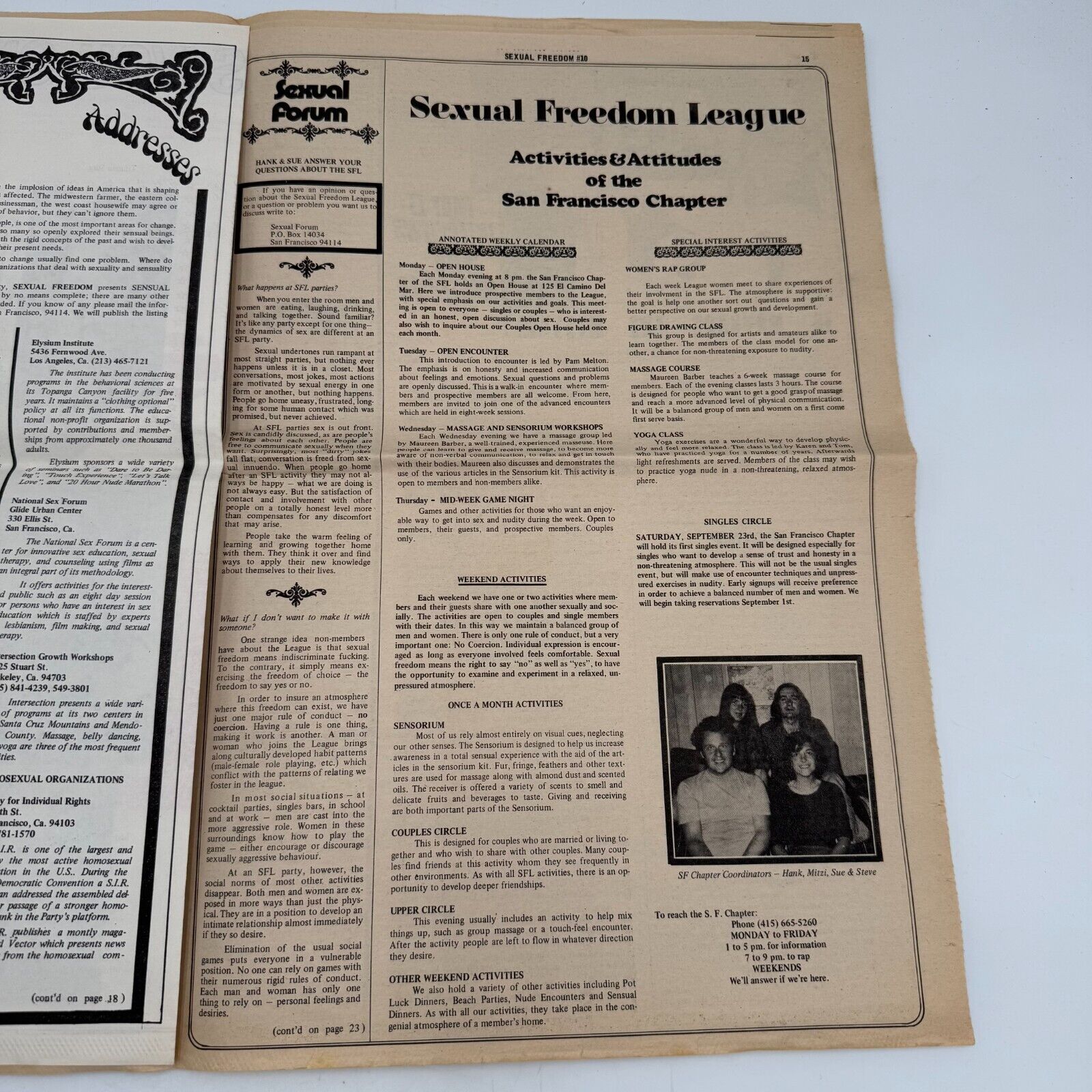 Extremely Rare Full Sexual Freedom Journal of SFL Vol. 1, Issue #10, 1972 SF