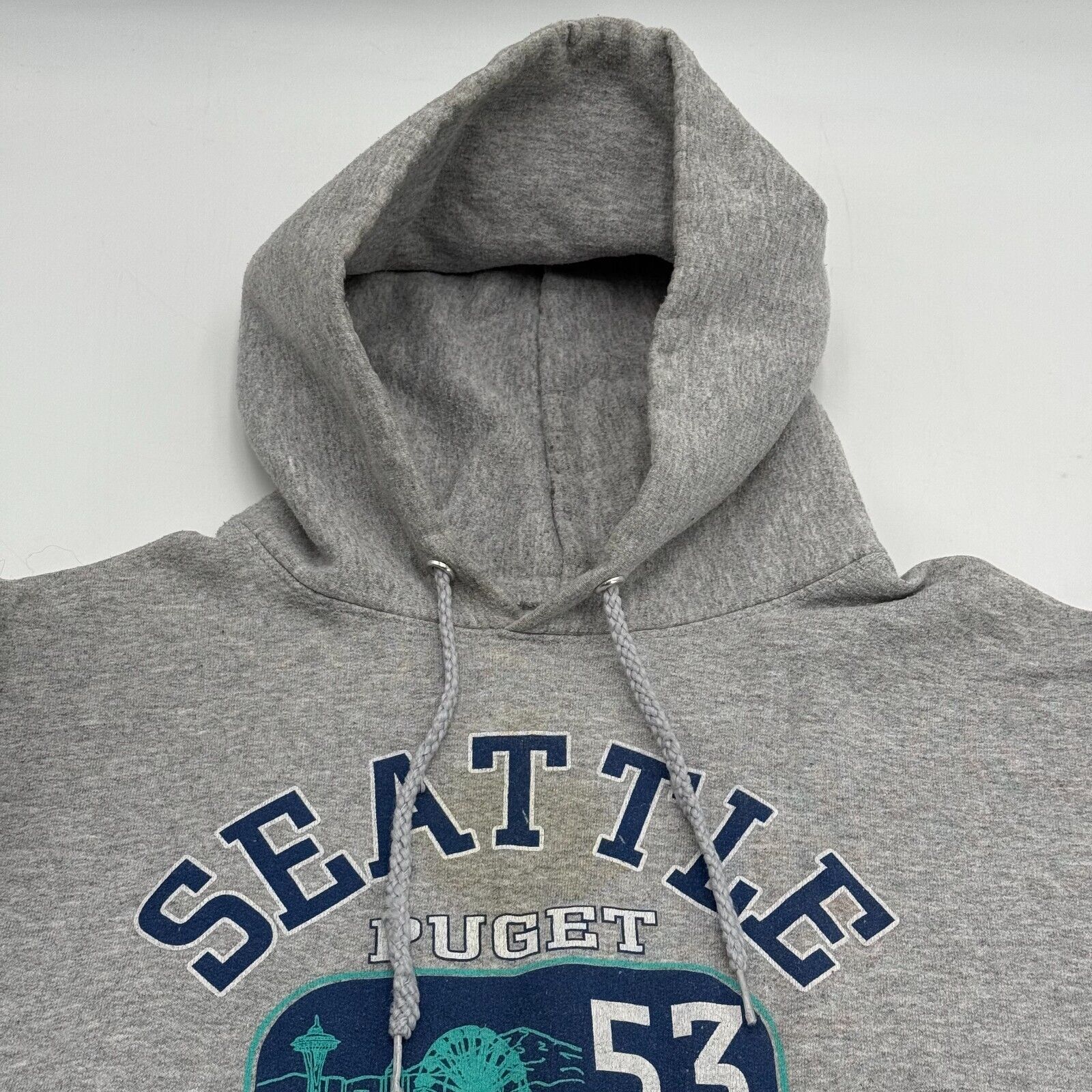 Hanes Seattle Washington Hoodie Puget Sound 53 Hoodie Drawstring Grey Unisex L