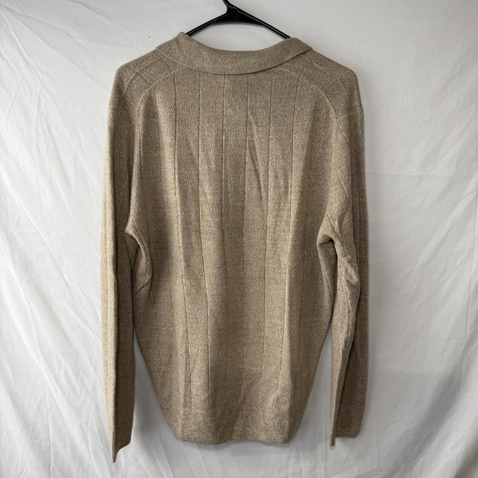 Geoffrey Beene Mens Quater Button Collared Pullover Sweater Tan Beige Size M