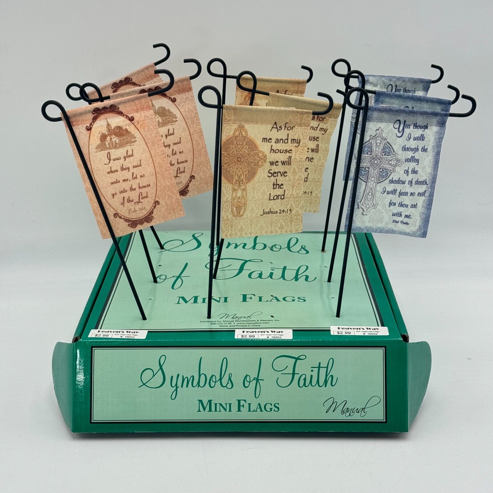 Symbols of Faith Lot of 9 Mini Christian Flags With Various Styles Decorative