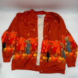 Blair Fleece Snap Front Jacket Orange Fall Pumpkin Patch Scarecrow Design Size L