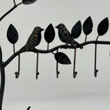 Jewely Tree Display Stand Key Hooks Entryway Bathroom Bedroom Metal Birds Leaves