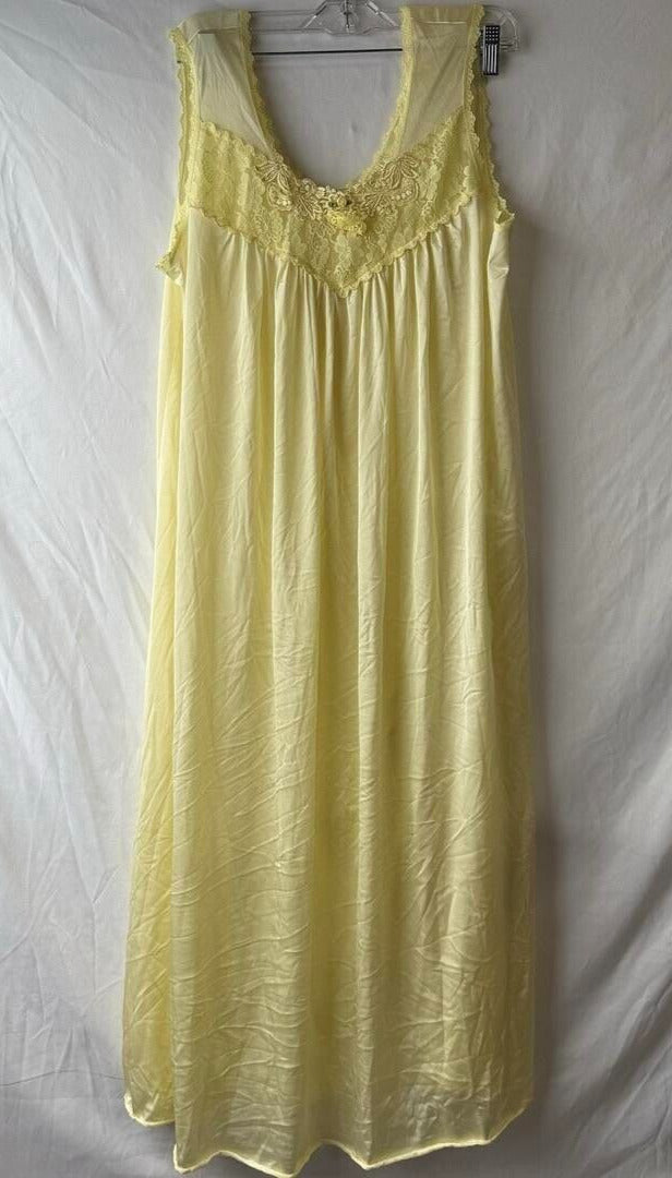 Woman Within Women Vintage Style Dress Farm Sun Casual Yellow Lace Flower Size M